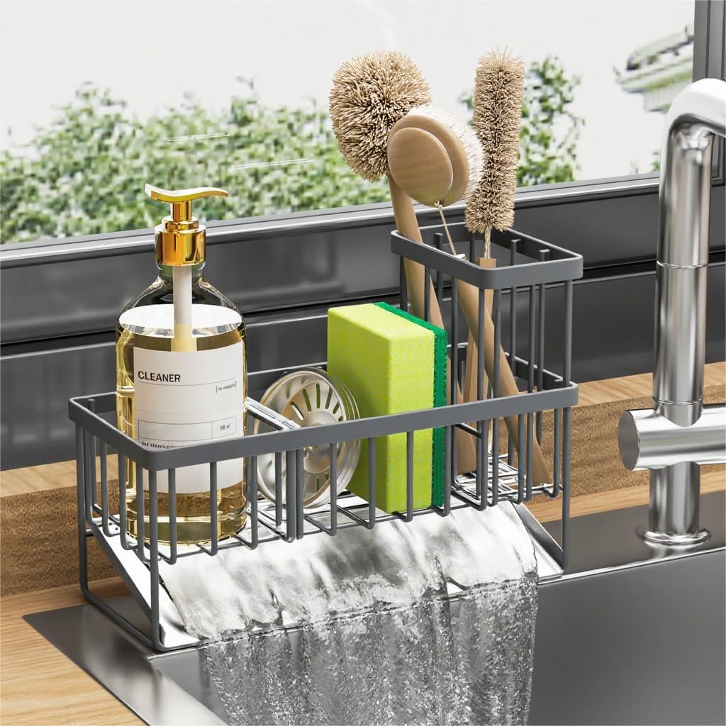 Cisily Portaspugne Per Lavello In Acciaio Inox – Organizer Da Cucina Con Portasapone E Portaspazzole