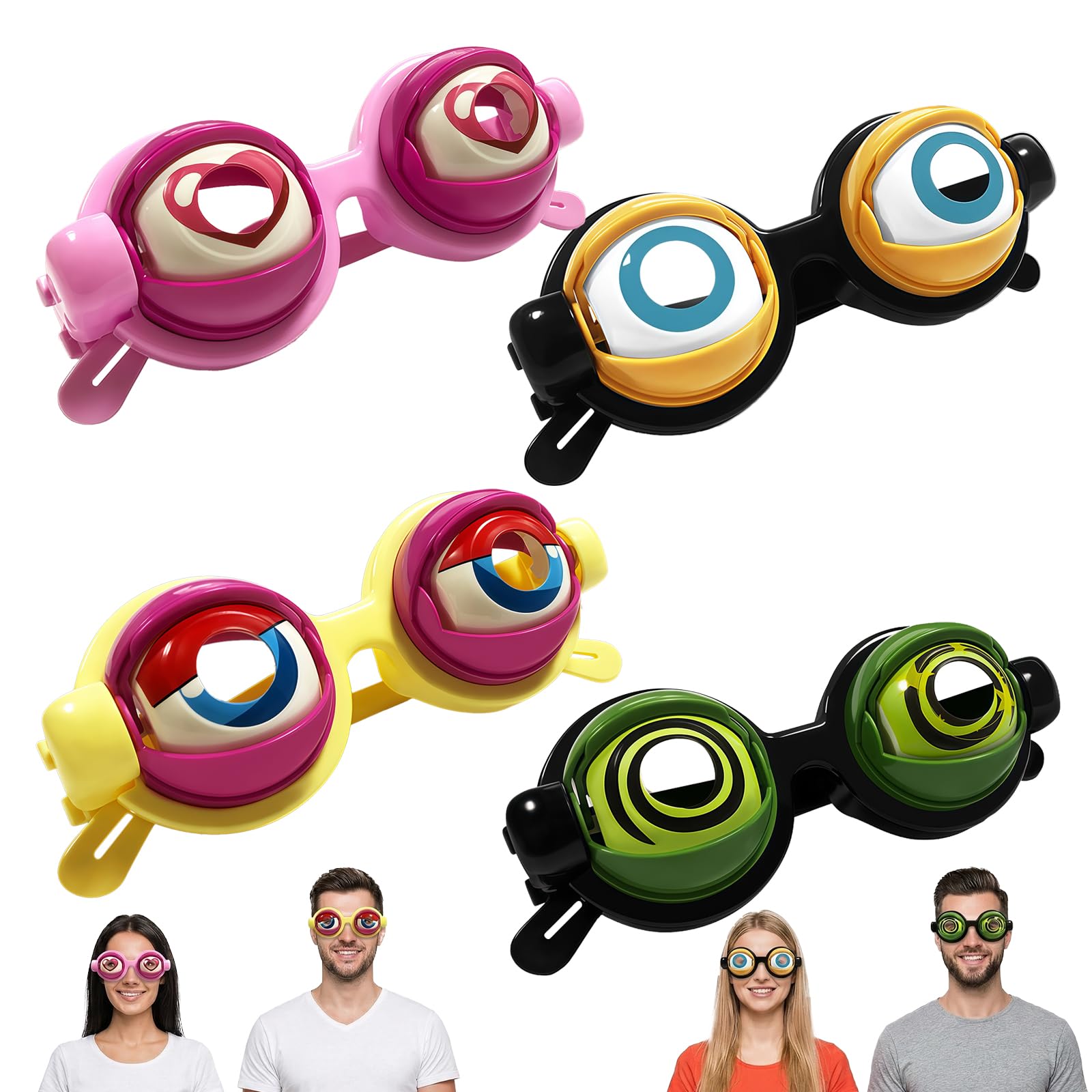 Novelty Funny Glasses with Manual Blink Action, Eyewear Gag Toy Costume Accessories, Winking Eye Glasses
