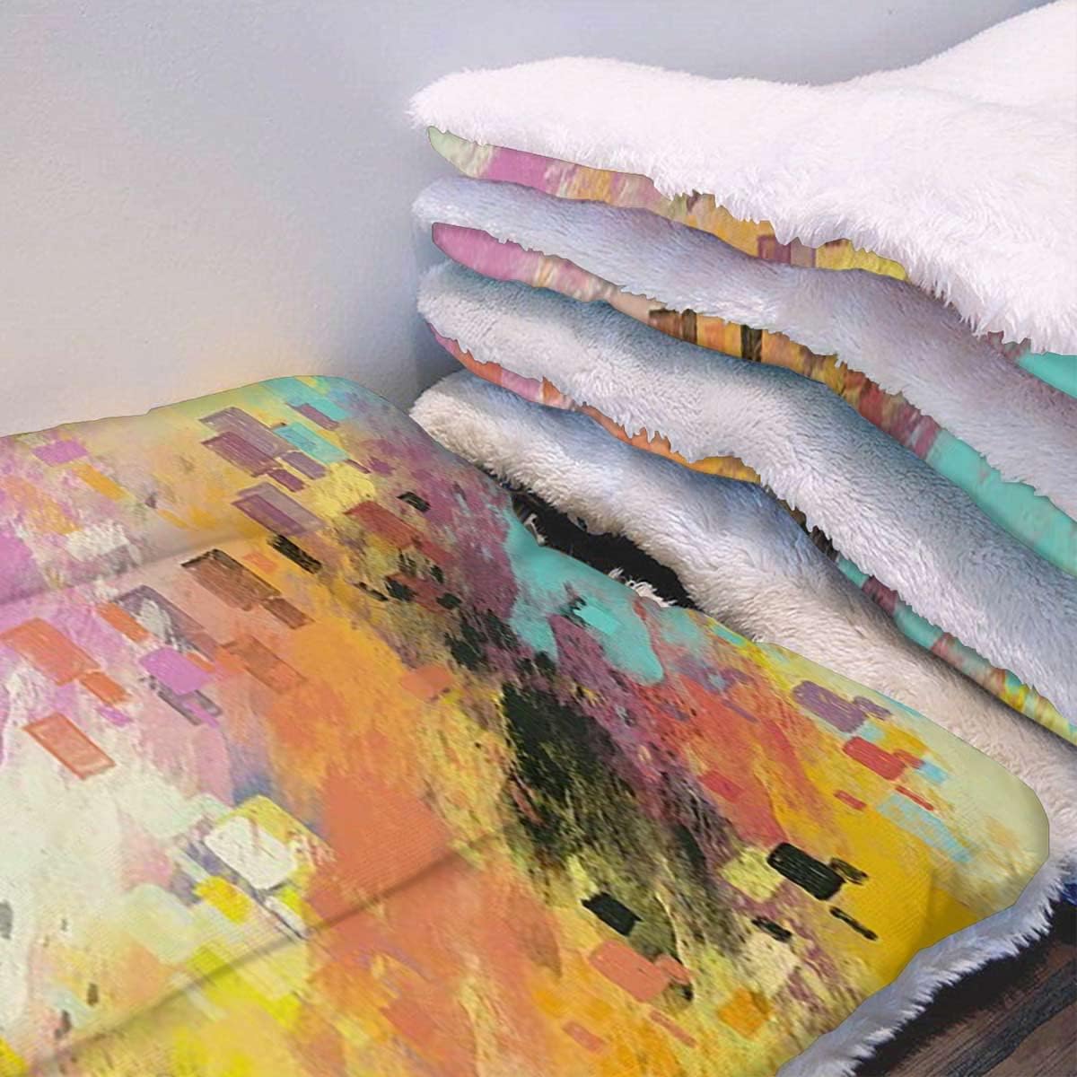 review Multicolor Thermal Pet Mat Bed Liner Oil Painting Style Abstract Watercolors Print Self Heating Cat Pad Thermal Cat and Dog Warming Bed Mat Pastel 14