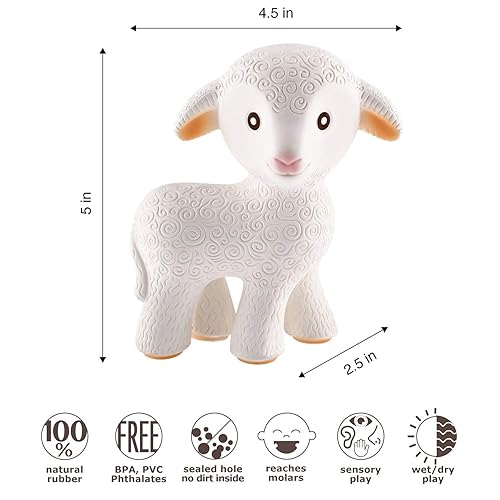 Miniatura 3 de CaaOcho Mia The Lamb - Mordedor de goma natural pura para bebés, juguete para bebés sin BPA, juguetes de dentición totalmente naturales para bebés