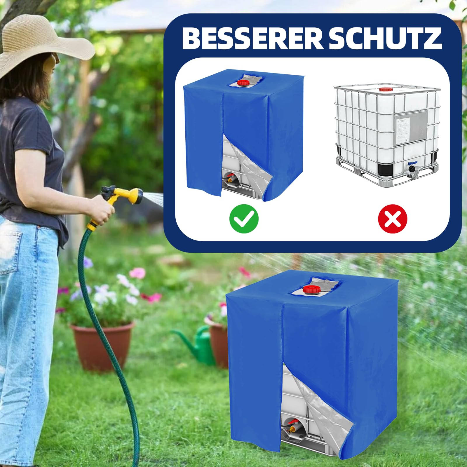 IBC-Tankdeckel, 420D Oxford-Gewebe, UV-beständig, wetterfest, regendicht und korrosionsbeständig, für den Außenbereich geeignet, 1000 l, 120 x 100 x 116 cm.