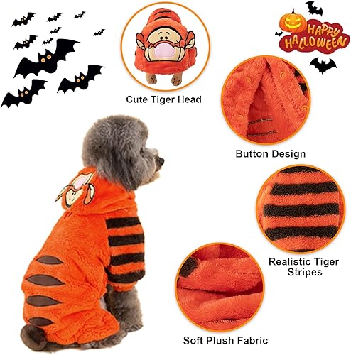 Miniatura 2 de Disfraz de tigre para perro, divertido disfraz de Halloween para perro, lindo disfraz de cosplay, vestido de moda para cachorros, perros pequeños,