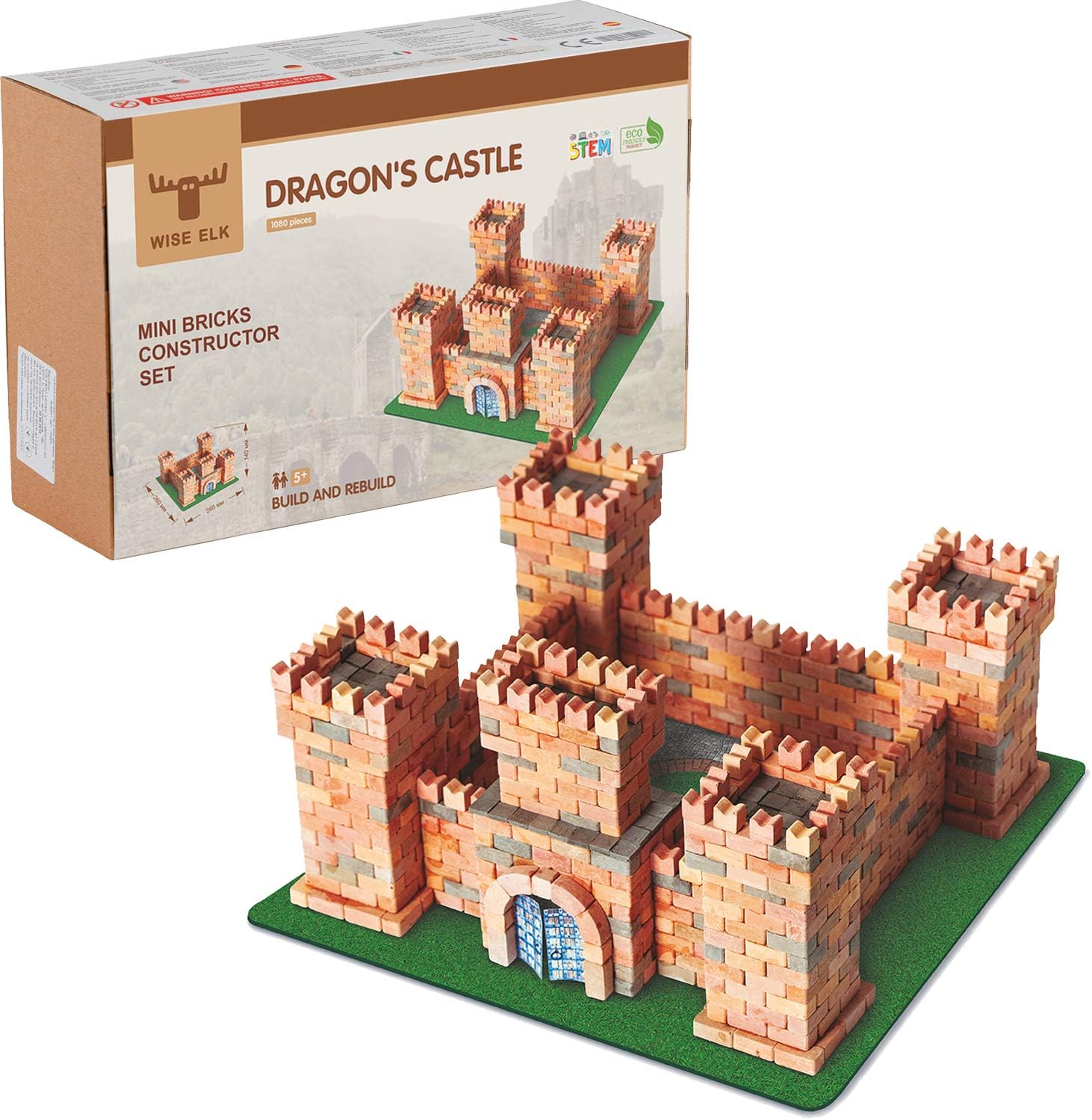 Dragon's Castle – 3D Plaster Brick Model Kit, 1080 Pieces, Real Gypsum Mini-Bricks, Reusable Diy Construction Set, Stem Educational Building Kit for Teens & Adults, Architecture Gift, Ages 14+