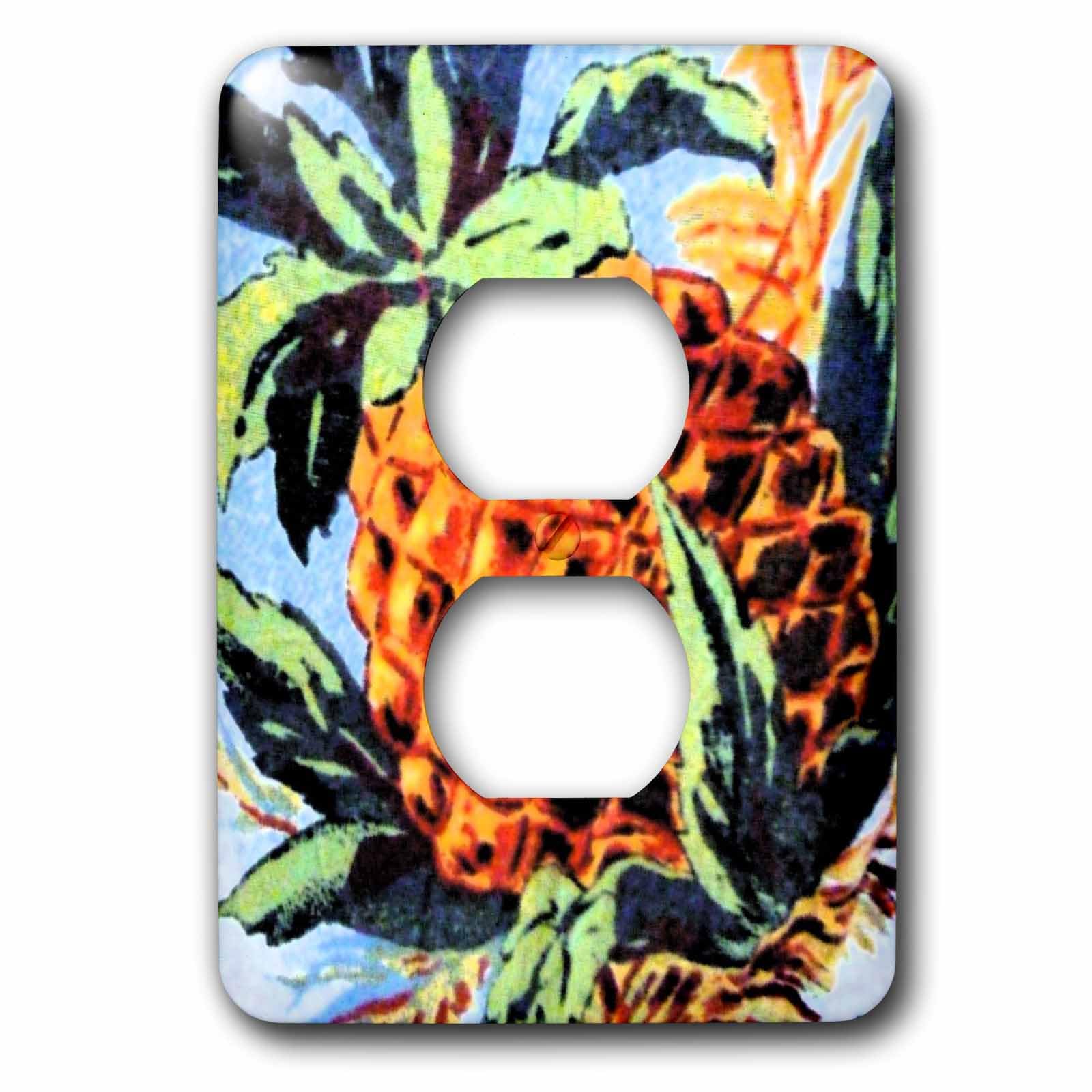 Ananas décor de cuisine plaque double prise pour ambiance tropicale