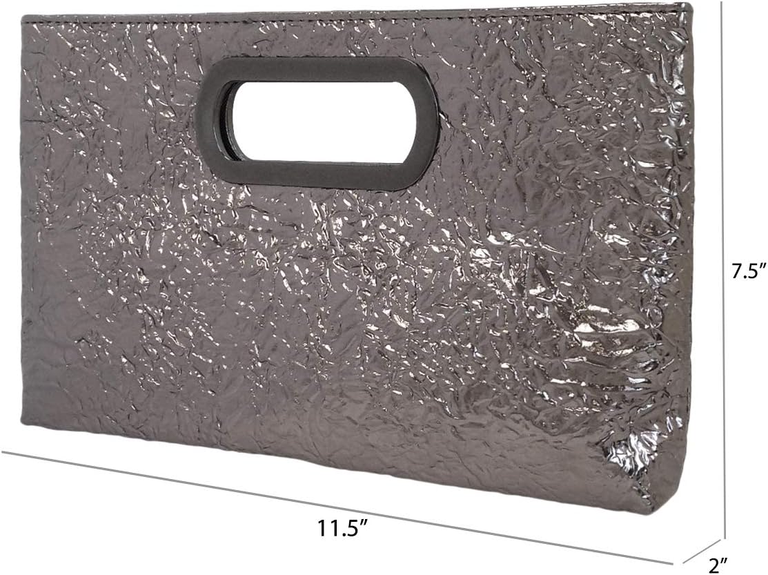 Crushed Metallic Top Handle Clutch - Image 6