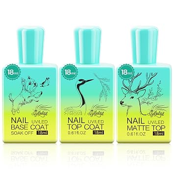 Gel Base and Top Coat Set, 3 Pcs 15ml No Wipe Glossy & Matte Top Coat - Long Lasting Manicure for DIY at Home and Salon Use, UV LED Nail Lamp Required