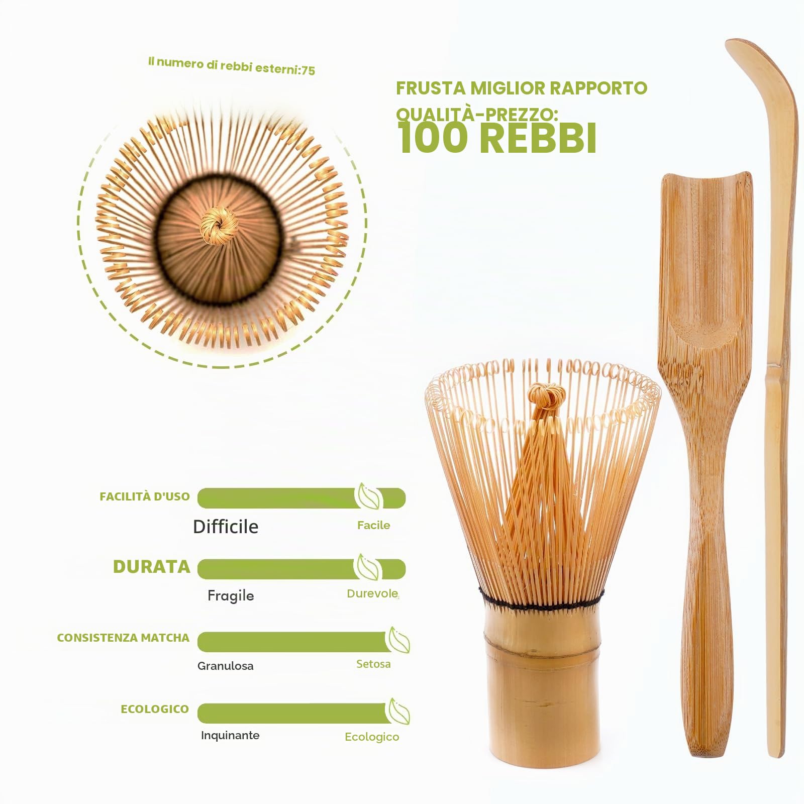 Matcha Kit, Matcha Set da 6 Pezzi con Frusta per Matcha, Ciotola per Matcha, Filtro per Matcha, 2 Cucchiaio e Supporto in Ceramica, Set Matcha Ideale per la Preparazione del Tè Matcha (A)