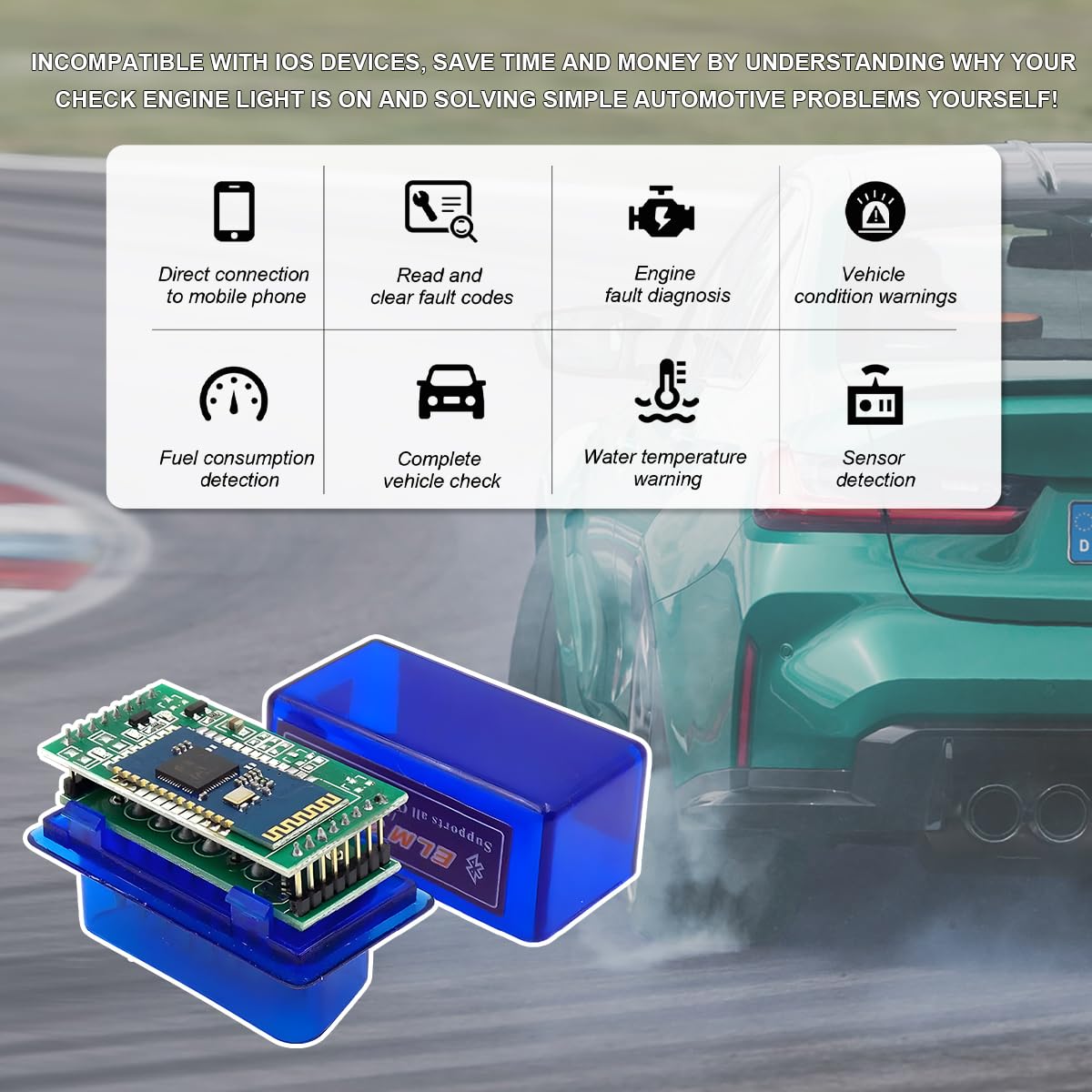 ELM327 OBDII Auto-Diagnose-Scanner, professionelles Mini-Bluetooth-Scan-Werkzeug, Motorfehlercode-Leser, kabelloser Fehlermelder-Schnittstellen-Adapter für die meisten OBD-II-Fahrzeuge, 2 Stück