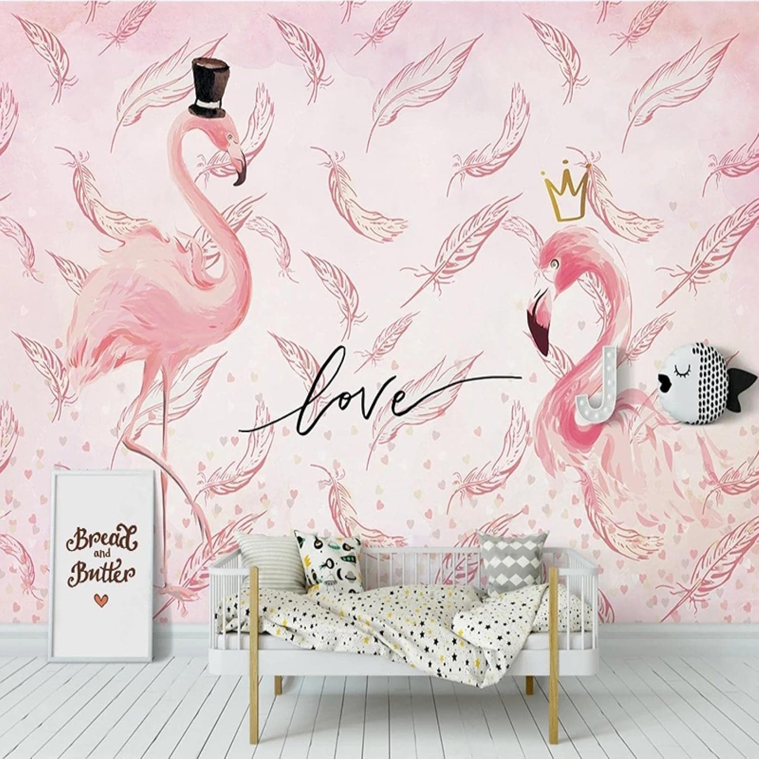 Flamant rose 3D papier peint salon pour decoration murale canape