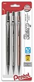 Pentel Sharp Mechanical Pencil, (0.7mm), Medium Line, Metallic Barrel, Assorted Colors, Pack of 3 (P207MBP3M) – view 1