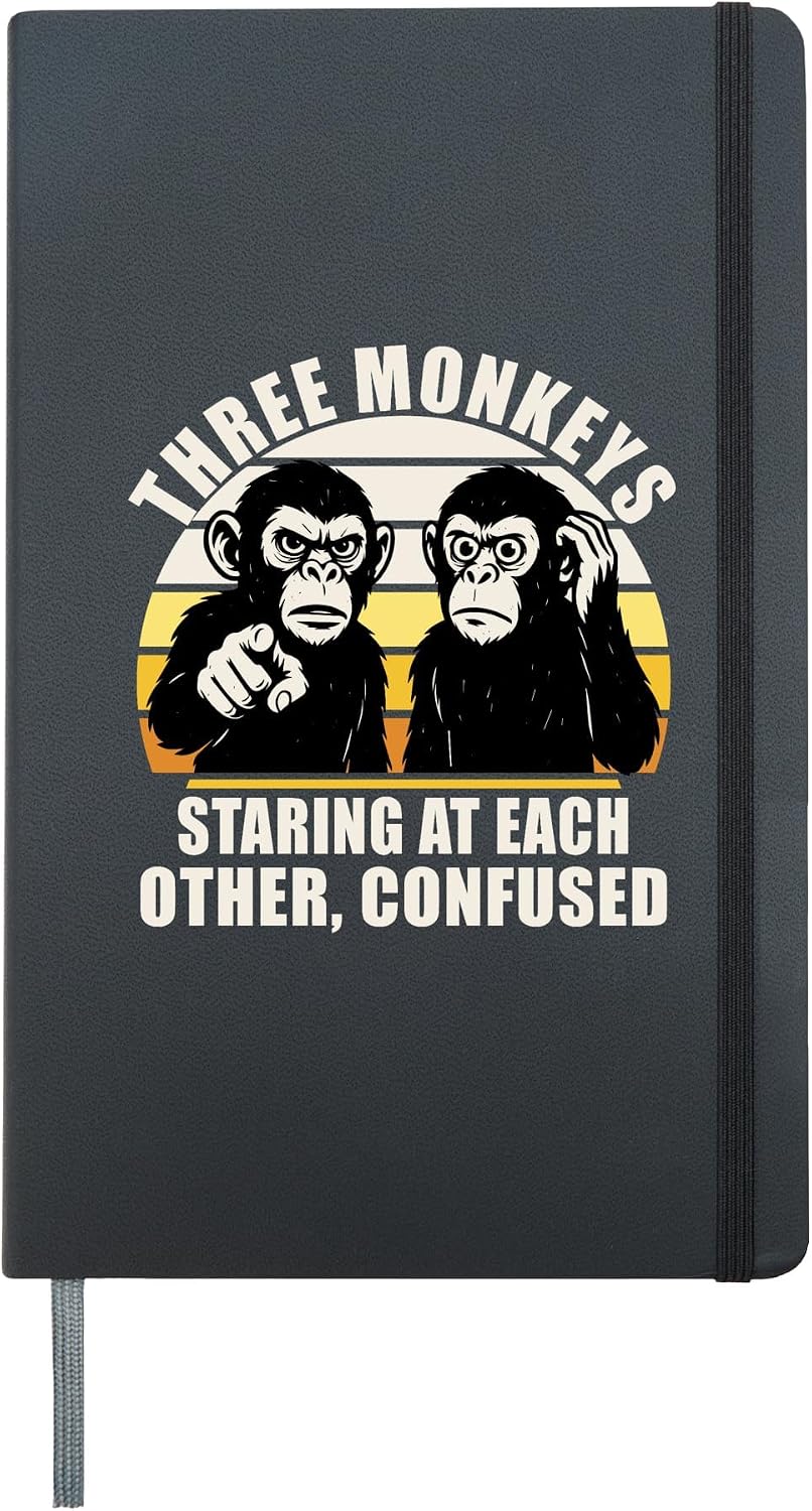 Funny gift idea for coworkers 3 monkeys anime-cartoons Hardcover Journal, Black