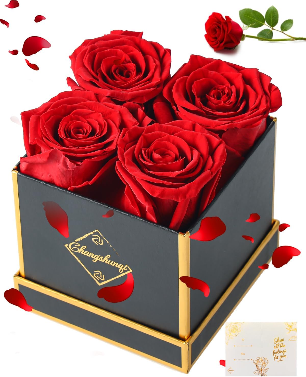 Changshunqi Forever Flowers, Preserved Roses in a Box, Eternal Rose Flowers for Delivery, Forever Preserved Roses Gifts for Her Women Wife Christmas Birthday Mothers Flower for Mom Womens Girlfriend - Image 9