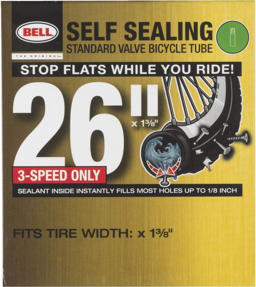 BELL Self Sealing Inner Tube, Black, 26 x 1 3/8-Inch