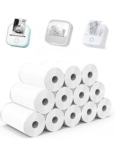 12 Rolls Mini Thermal Printer Sticker Paper, Instant Print Camera Paper | Self-Adhesive, 57x25mm Mini Sticker printer Paper for Kids Instant Camera Refill and Study Notes, Photo, DIY, Scrapbooking