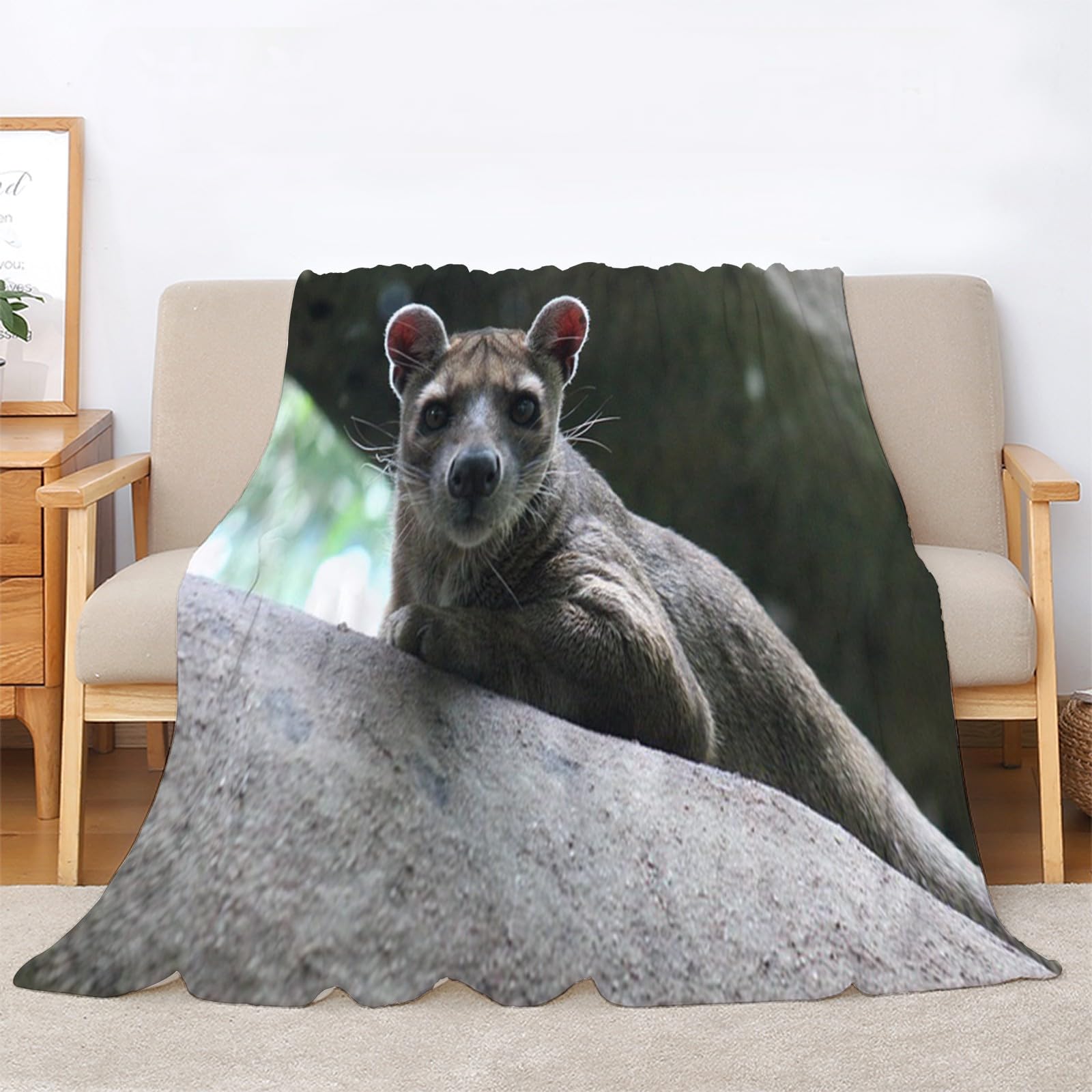 Generisch Puszysty koc do przytulania, ciemnobrązowe zwierzę, 220 x 240 cm, miękki i dwustronny koc polarowy z nadrukiem 3D, idealny koc na sofę dla wszystkich, przytulny koc na sofę i łóżko AL1704