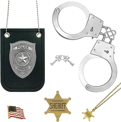 Miniatura 1 de 5 PCS Police Badge and Handcuffs Toy Set for Kids, Cop Accessories, Police Pretend Play Toy Set
