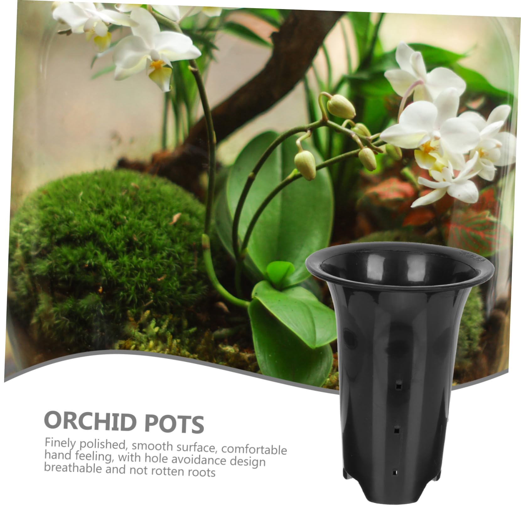 Sosoport Lot de 10 Pots De Pépinière en Plastique Noirs 6 Pouces pour Orchidées, Pots Respirants à Trous De Drainage, Hauteurs Et Épaisseur Renforcées, pour Jardin Balcon Intérieur Extérieur