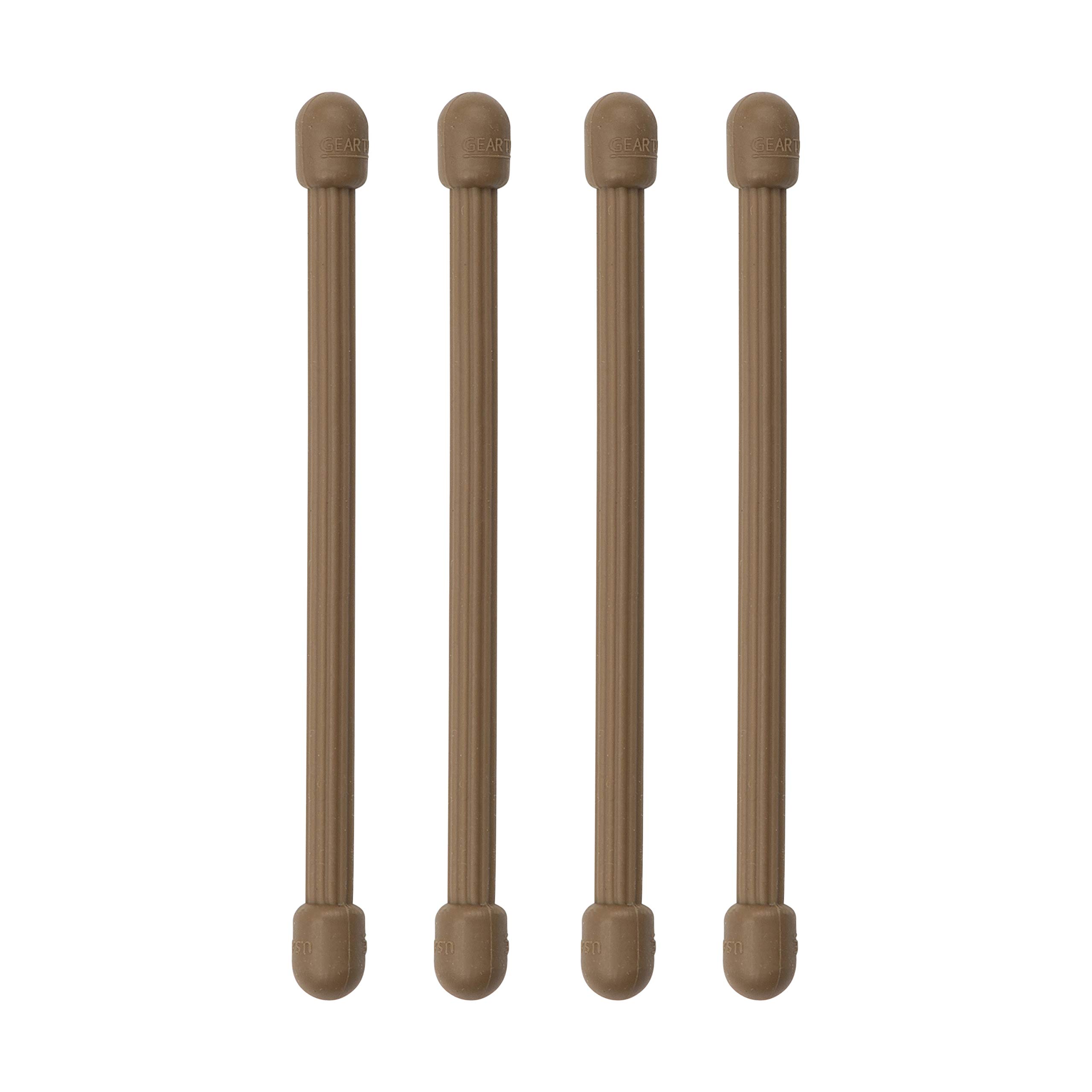 Nite Ize Original Gear Tie, Reusable Rubber Twist Tie, 3-Inch, Coyote, 4 Pack, Made in the USA