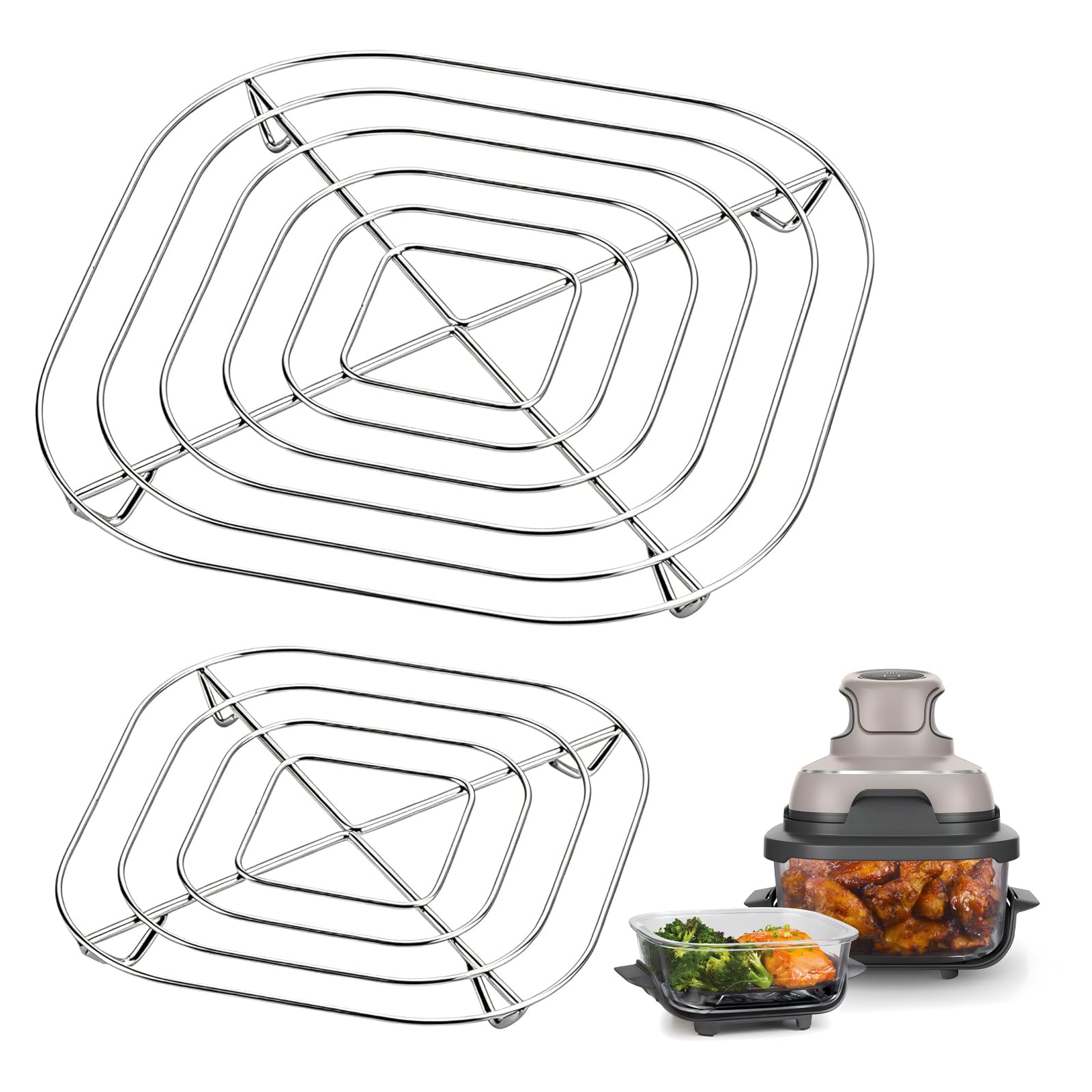 Yanone 2-Pack Square Crisper Racks for Ninja Crispi 2.5/4/6 QT and 6-Cup