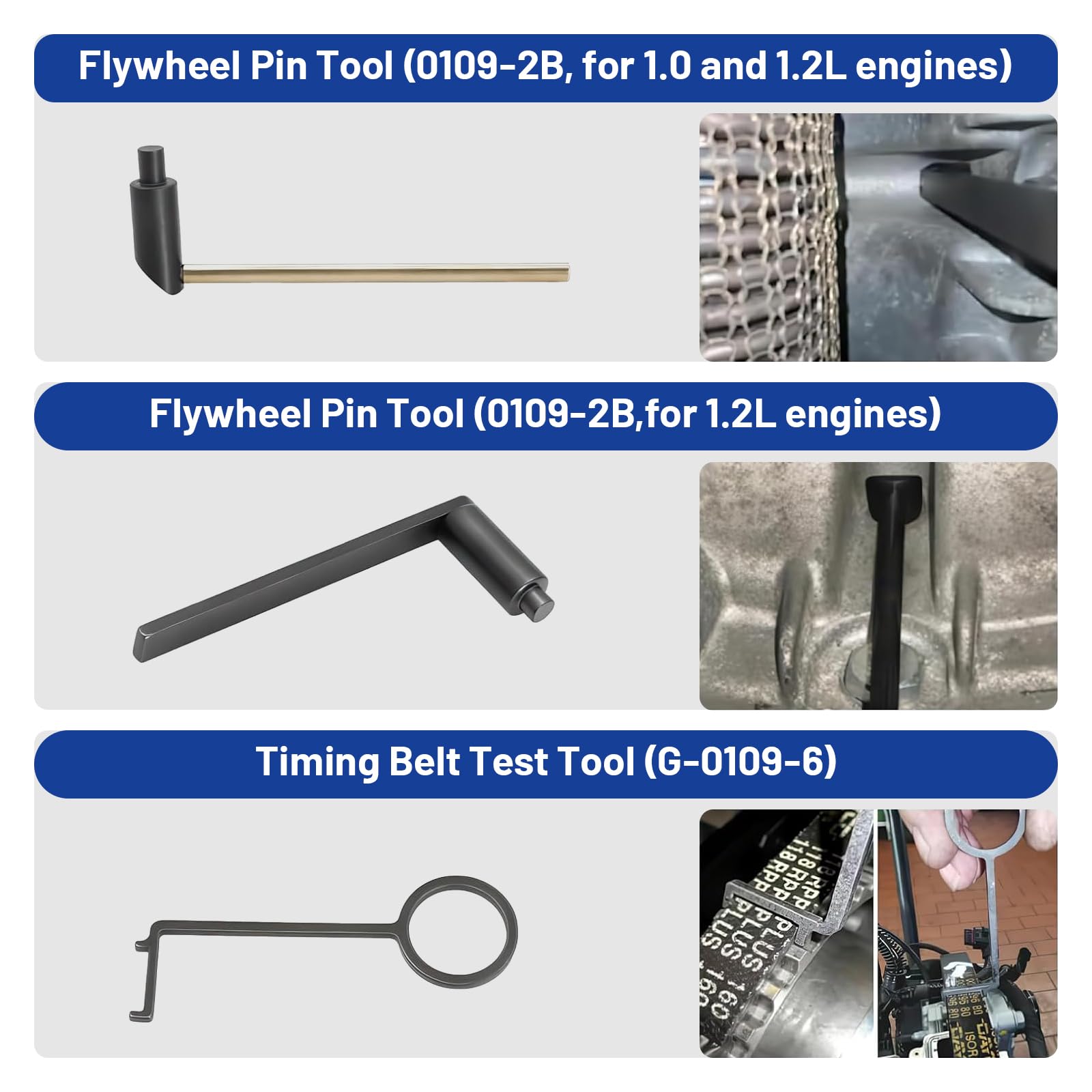 LIROPAU Kit di Strumenti per la Fasatura del Motore, Set di Strumenti di Bloccaggio e Tenuta dell'Albero a Camme Compatibile con Motore a Benzina Citroen Peugeot Opel 1.0 1.2, OEM 0109-2A, 0109-2B