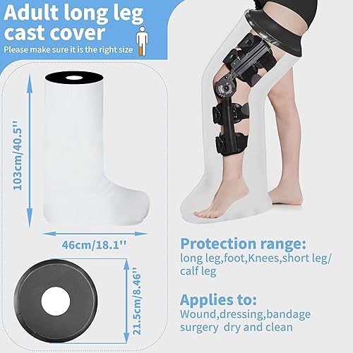 Miniatura 2 de Protector de pierna fundido para adultos, vendaje de ducha de poliuretano termoplástico impermeable y cubierta fundida, protector de ducha de pierna