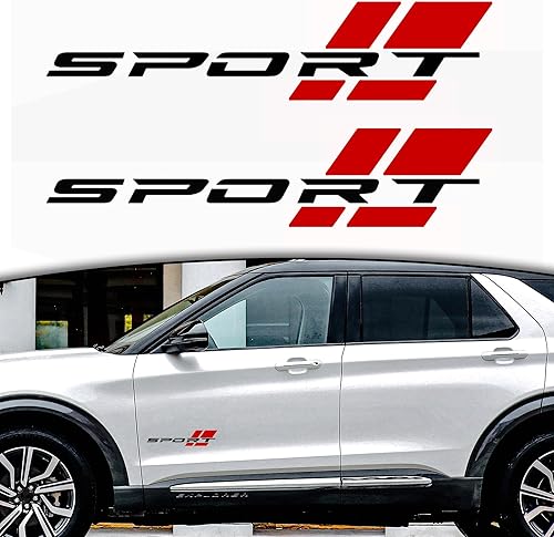 Miniatura 7 de Zhizhong Calcomanía deportiva de automóvil, calcomanía de vinilo de 16 pulgadas para todos los lados de los automóviles (negro y rojo)