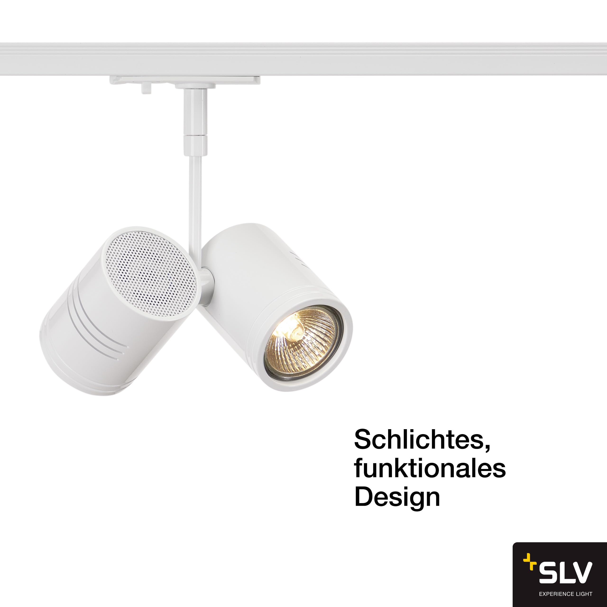 SLV BIMA 2 spot per binario monofase ad alta tensione, biemissione, QPAR51, bianco, max. 50W, incl. adattatore monofase