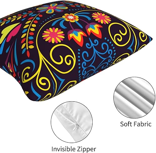 Miniatura 6 de 4 fundas de almohada del Día de los Muertos, fundas de almohada de fiesta mexicana, coloridas libélula y dalia, funda de cojín cuadrada Dia de los