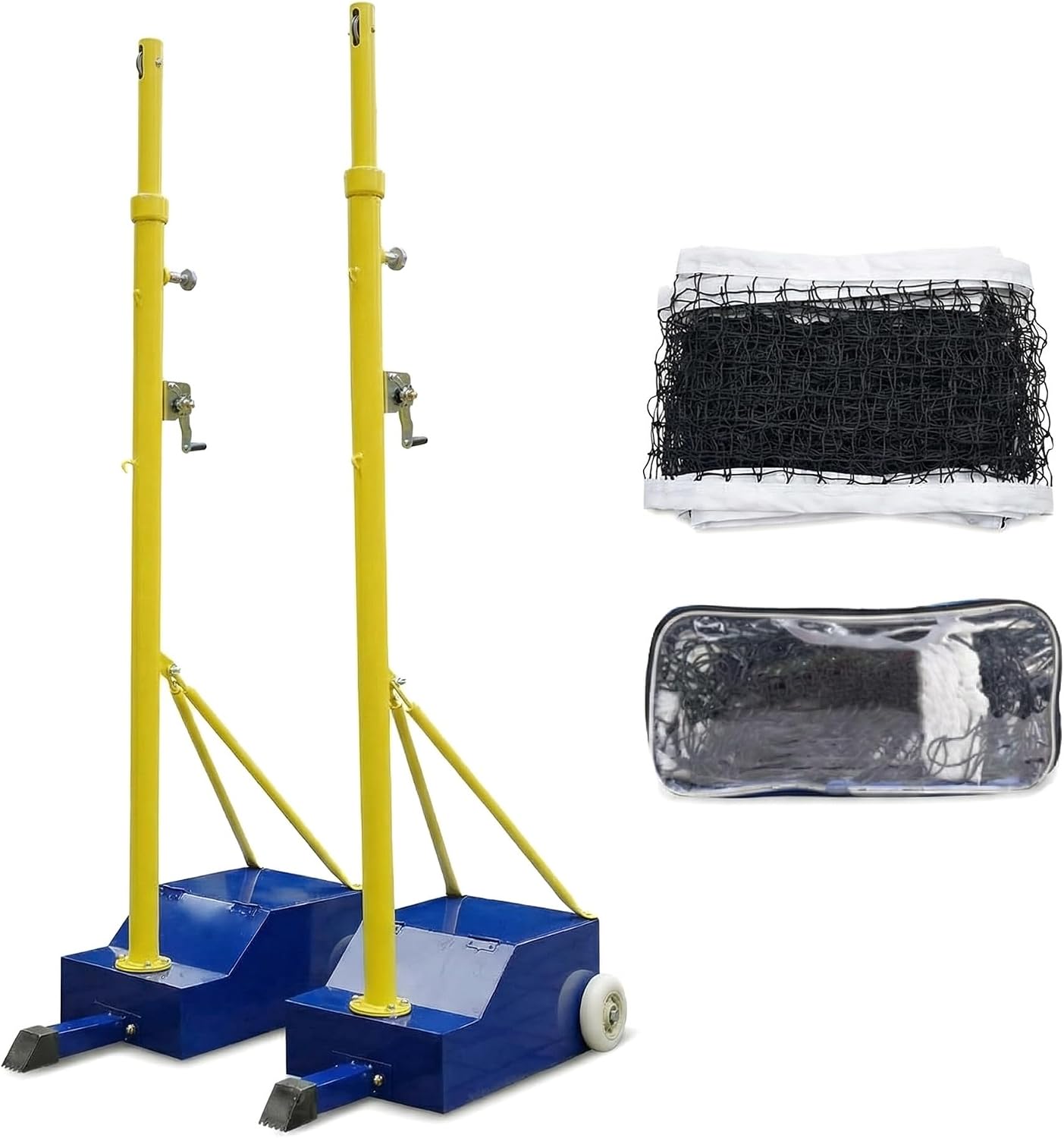 Heavy Duty Indoor Volleyball Net with Adjustable 4 Heights (5ft-6.8ft), Includes Poles & Wheels, Perfect for Backyard, Outdoor, School, and Gym Use