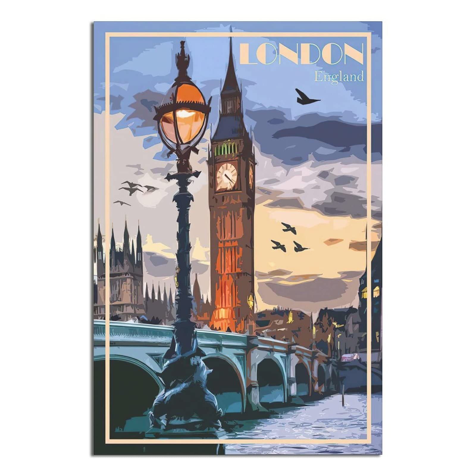 KZIWQ Metal Tin Sign London England Metal Sign Travel Vintage Art Wall Decoration Sign Home Kitchen Bar Patio Cave Funny Decoration 15x30cm