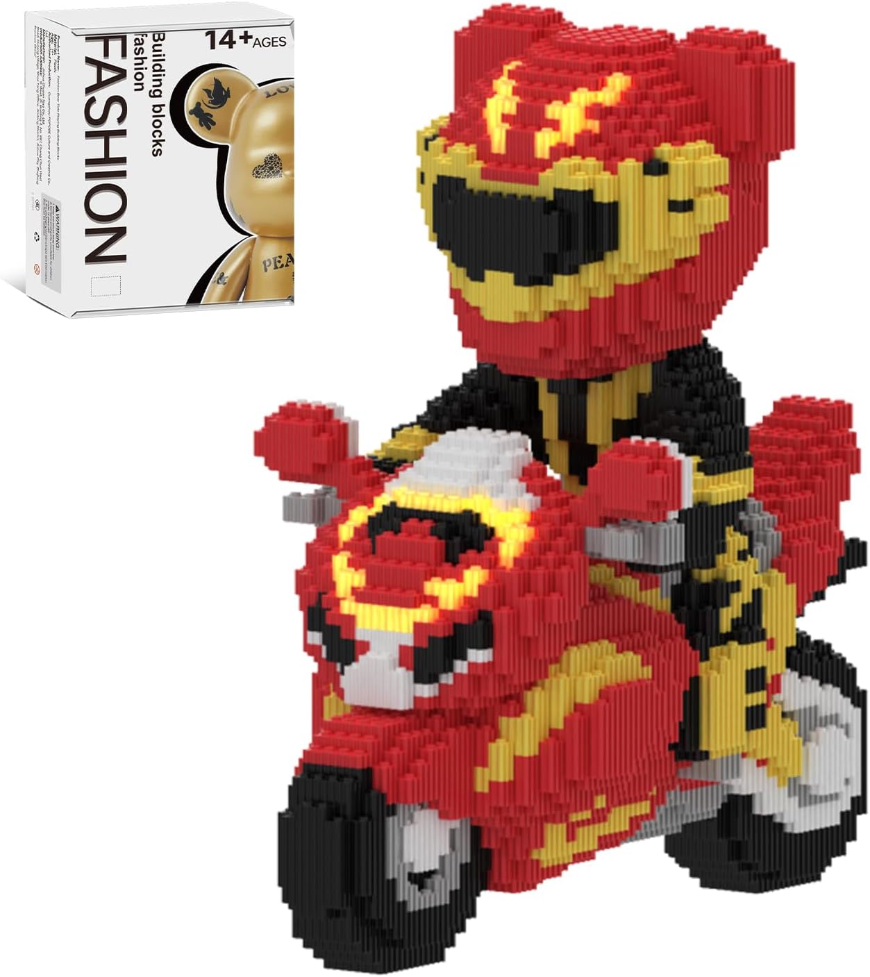 Vehicle Bear Building Blocks (5000 PCS) | 700% Bear Display Model | Micro 3D Animal Building Blocks | Fluorescence Design | Idea for Home & Office Decor | CZ7748