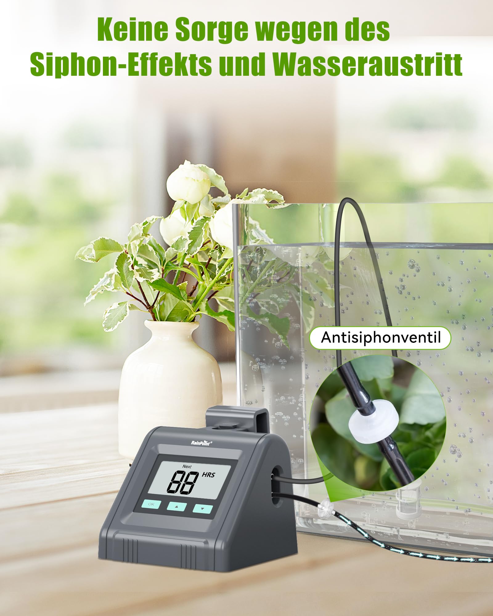 RAINPOINT Automatisches Bewässerungssystem, Einstellbare Wassermenge, Automatische Bewässerung für Zimmerpflanzen, Balkon, DIY-Tropfbewässerungsset für bis zu 10 Topfpflanzen