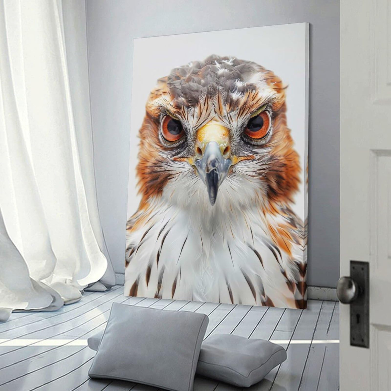 Junmoney Canvas Wall Decor Hawk Face, 24x36inch(60x90cm), for Bedroom Decor, Cosy Corners Or Studios, Decorative Wall Art for Cosy Rooms