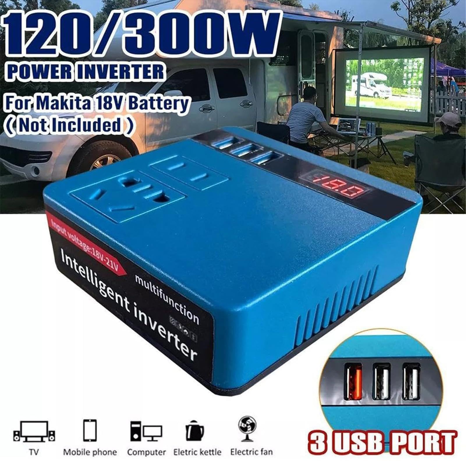 Centrale elettrica portatile, inverter da lavoro all'aperto con display di corrente, alimentazione a batteria, per esterni, campeggio, viaggi, casa