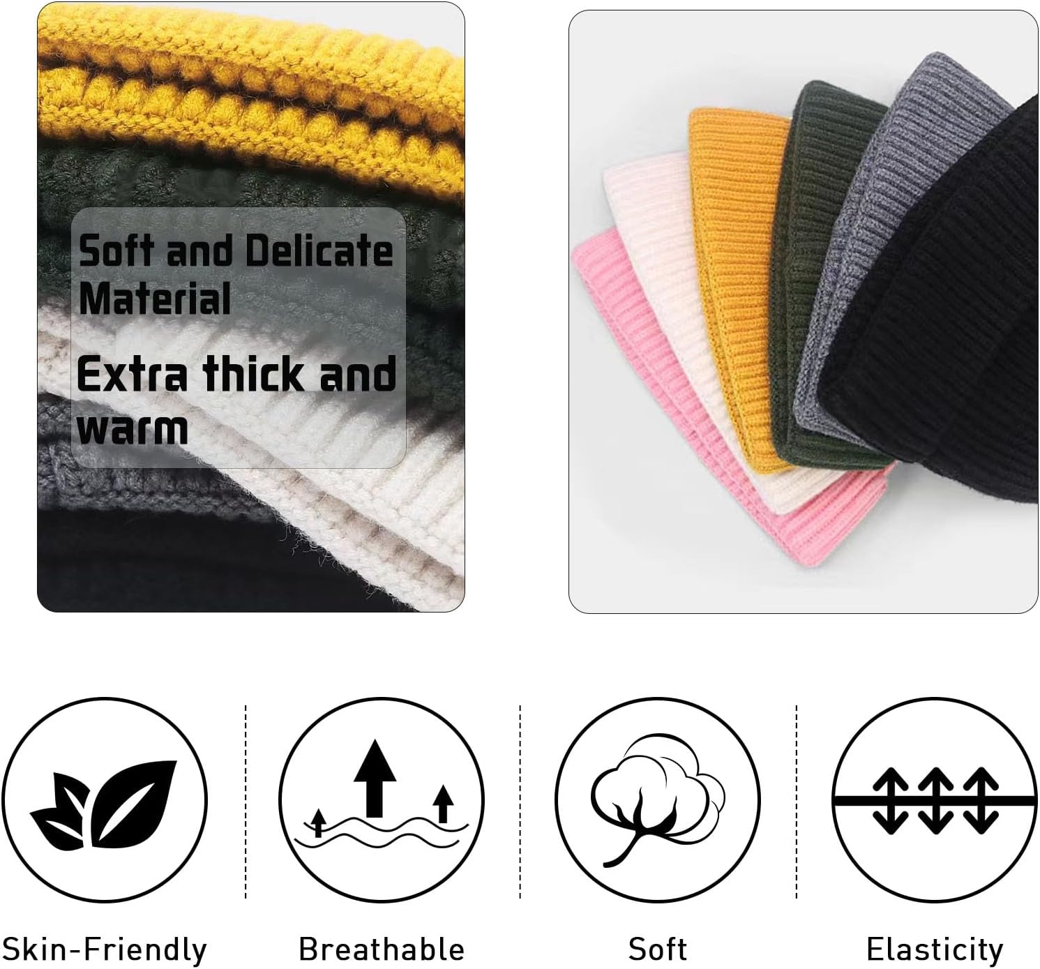 Winter Beanie Hat for Men & Women - Warm Stretchy Skull Cap, Thick Knitted Cuffed Beanies for Cold Weather - Image 2