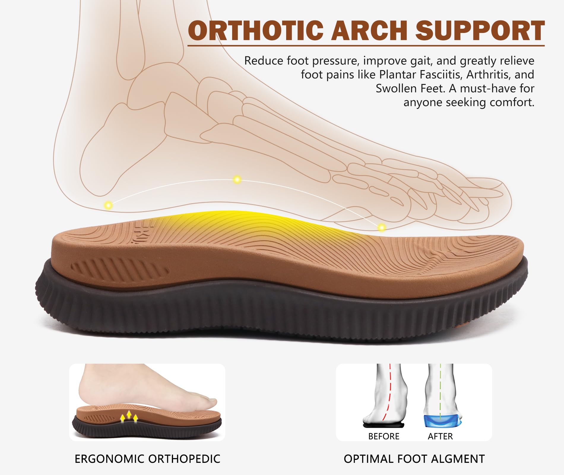 KuaiLu Infradito Uomo Sandali da Passeggio Regolabile Ortopedia Cuscino Atletico Spesso Sport Sliders per l'uomo, Resistente all'acqua & Leggero, Morbido Comfort & Supporto per l'arco