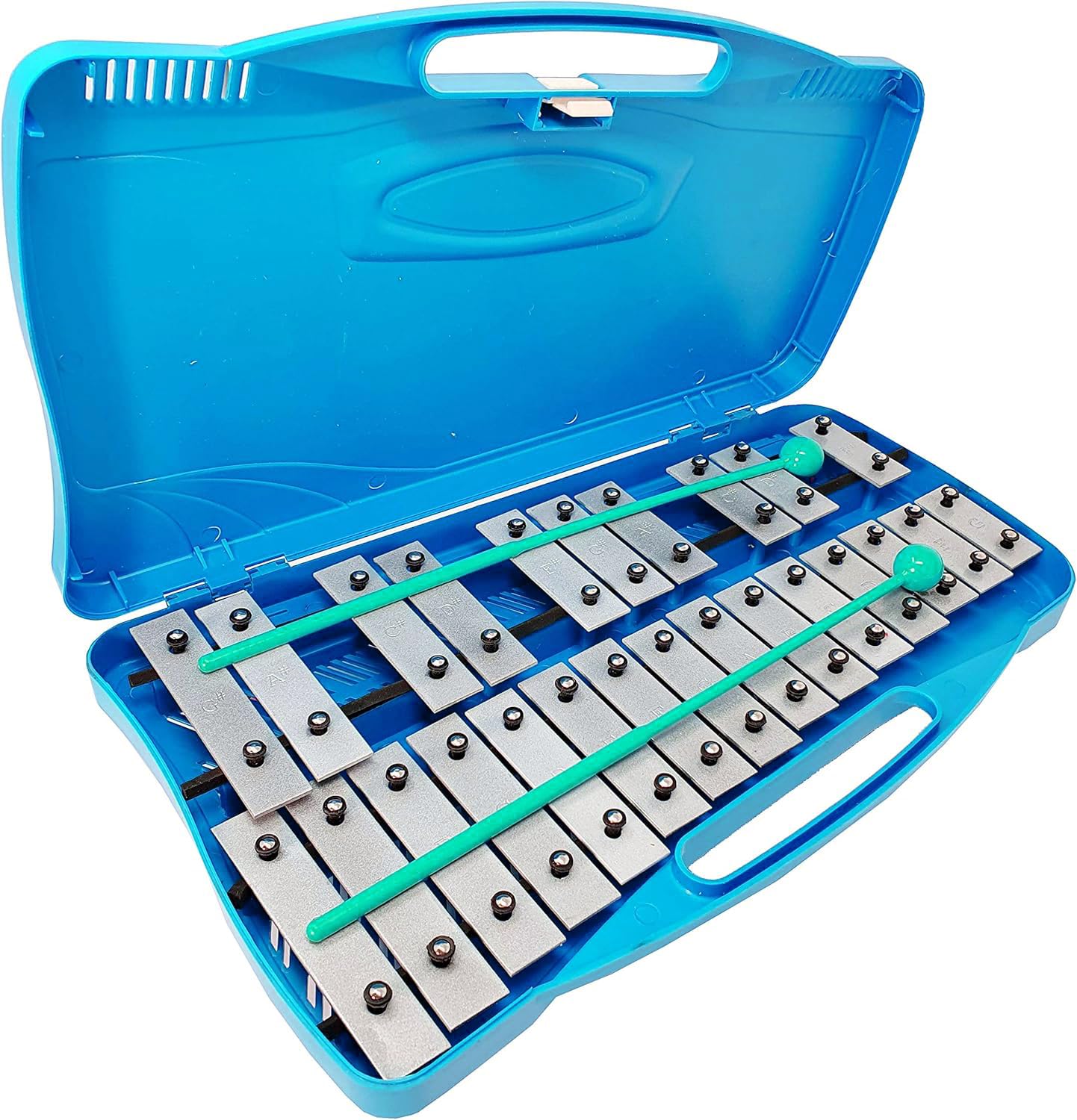 Glockenspiel Cromático AX25N2 - Metalófono de 25 Teclas de Aluminio Plateado con Estuche y Mazas - Ideal para Principiantes y Estudiantes