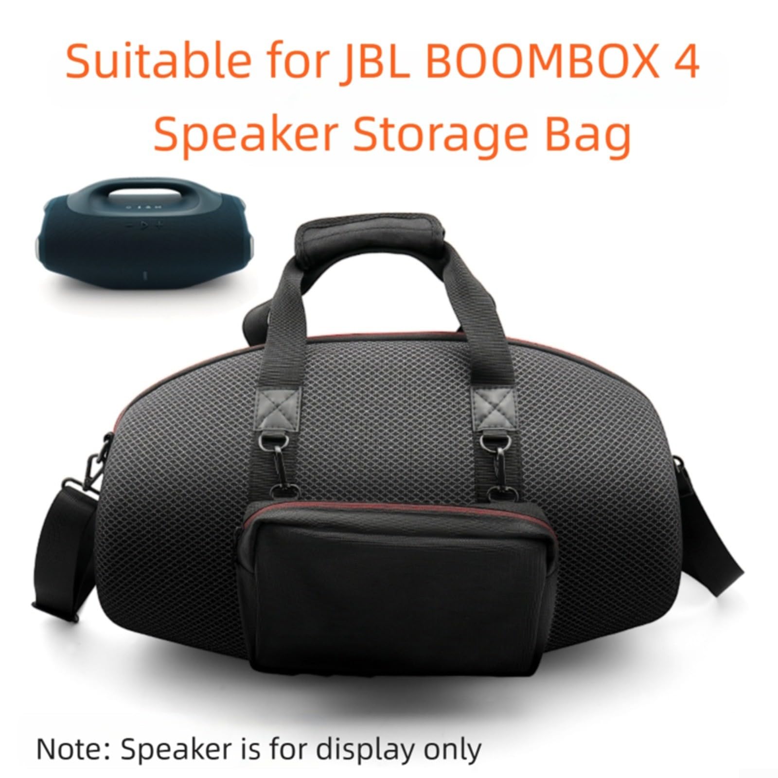 Stoßfeste EVA Aufbewahrungstasche für JBL für BOOMBOX 4 Lautsprecher mit Seitentasche, Hartschalen-Reiseetui für Outdoor, schützende Tragetasche mit Gurt, Schwarz