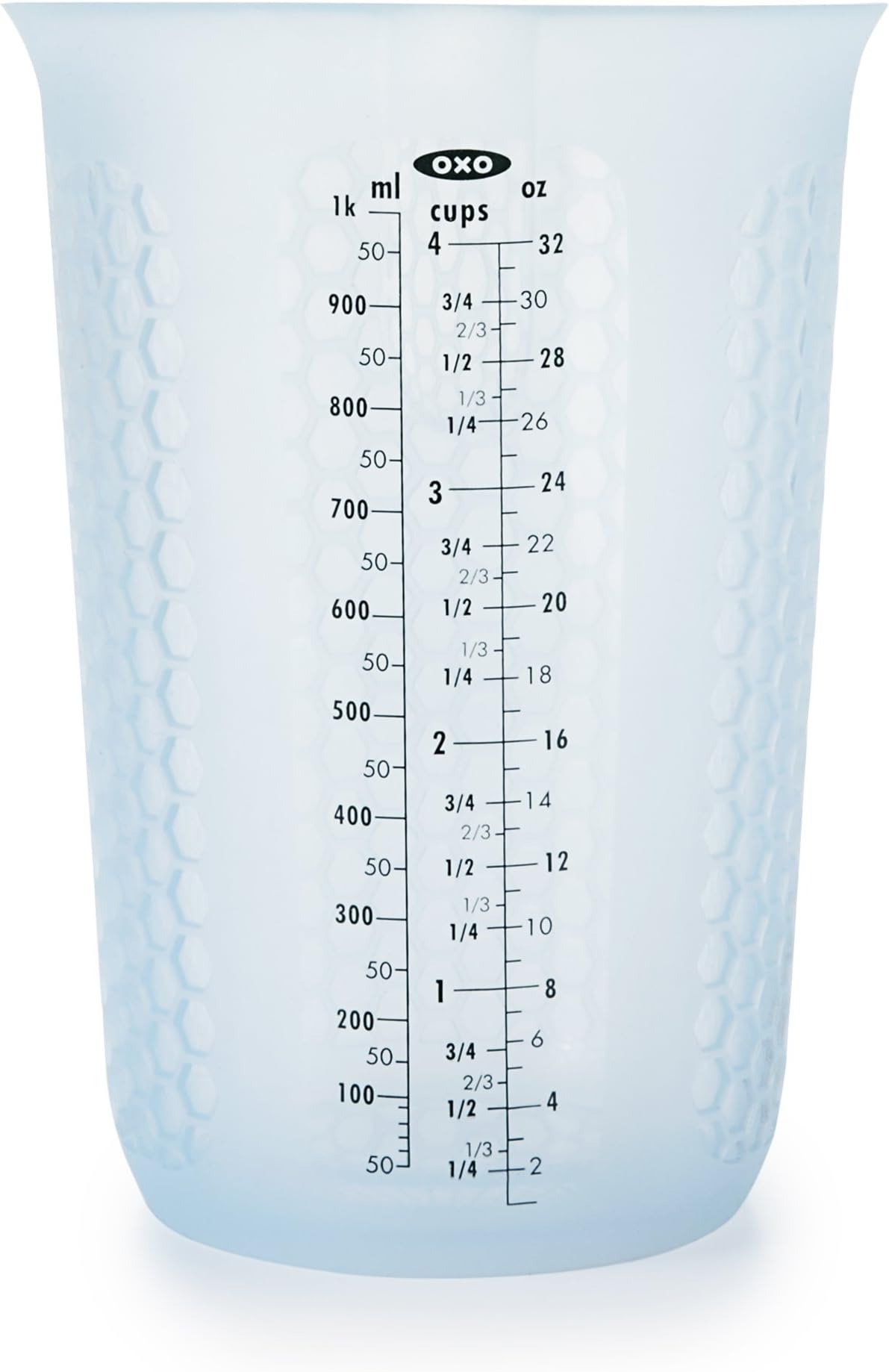 OXO Good Grips 4-Cup Squeeze & Pour Silicone Measuring Cup with Stay-Cool Pattern