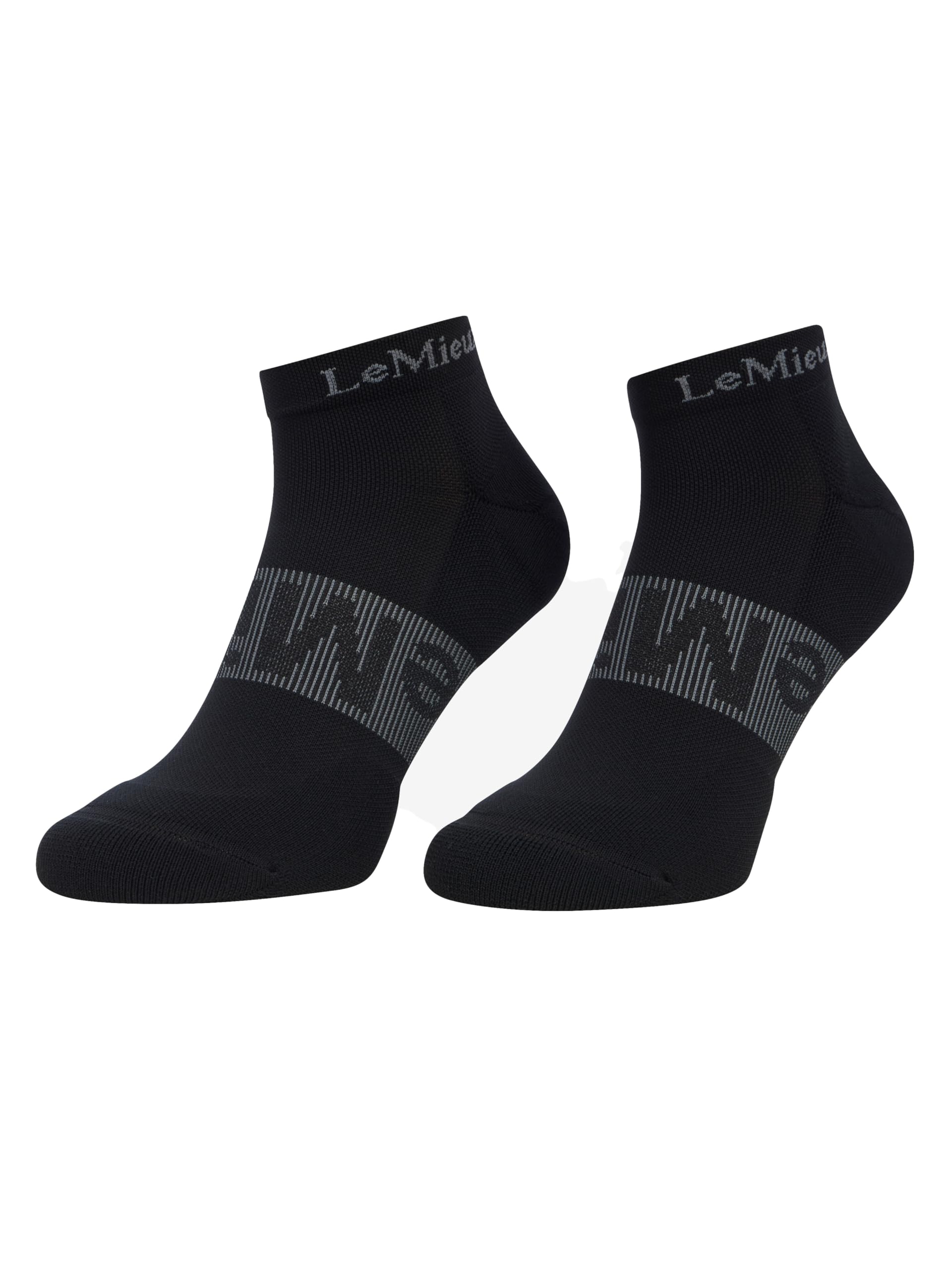 LeMieux Trainer Socks 3 Pack - Padded Heel and Toe - Arch Support - Black - Medium - UK 4-7.5