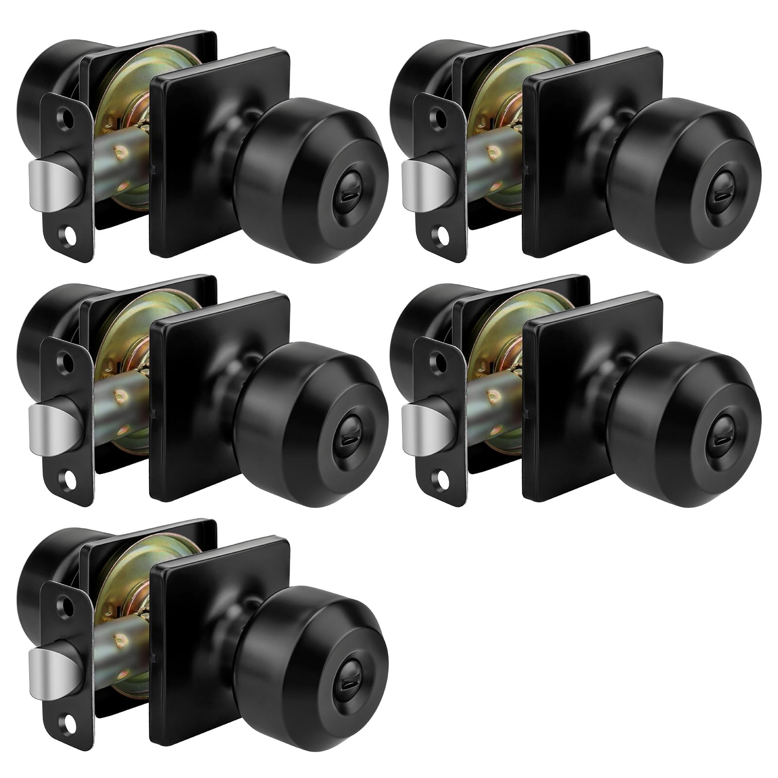 Goldenwarm Matte Black Privacy Door Knobs (3 Pack) -11