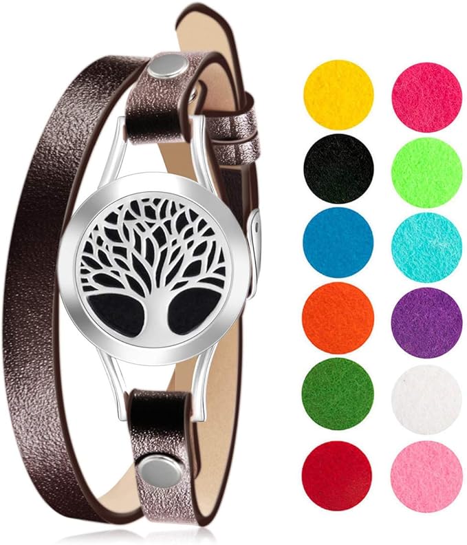 Pulsera Difusora de Aceites Esenciales Wild Essentials Cuero Marrón miniatura 2