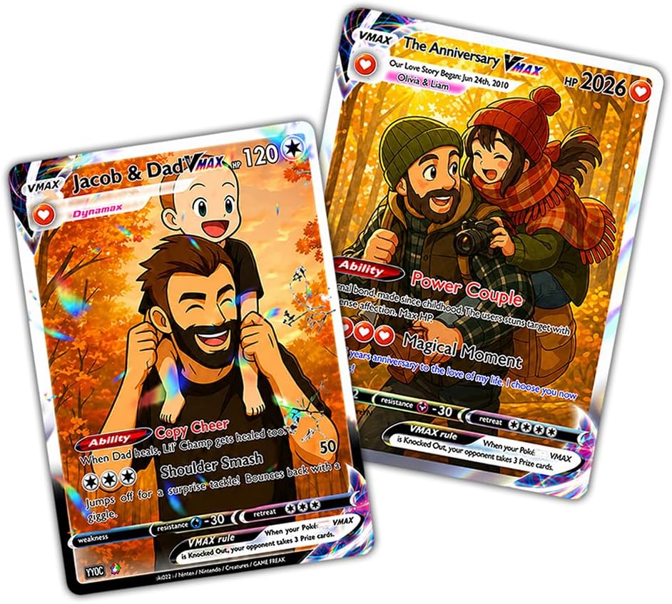 Custom Dad Photo Poke Card Gifts for Fathers Day, Personalized Anime Photo Cards Gift for Dad Grandpa Birthday
