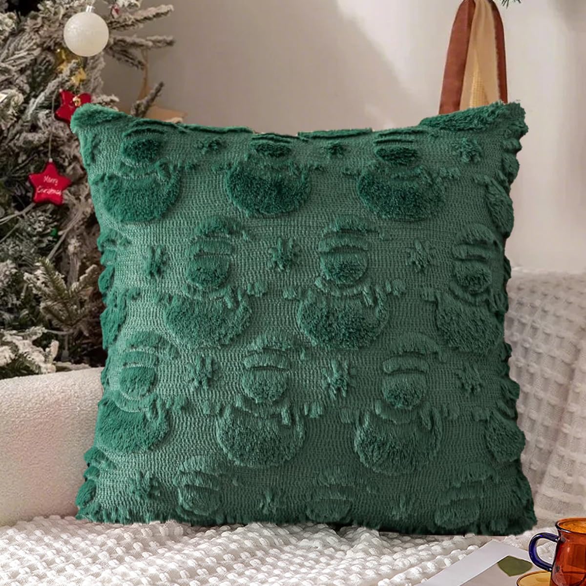 Amazon.com: OECTVD Christmas Decorative Pillow Covers 18x18 Inch, Green ...