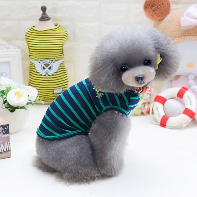 Foto 6 de 7 de SMALLLEE_LUCKY_STORE Camisas de Campamento para Perros Chihuahua Ropa de Rayas Chaleco Perrito Camisas Ropa…