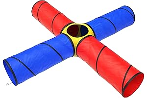 Hey! Play! Kids Play Tunnel- 4-Way Pop Up Crawl Through Tent, Indoor/Outdoor...