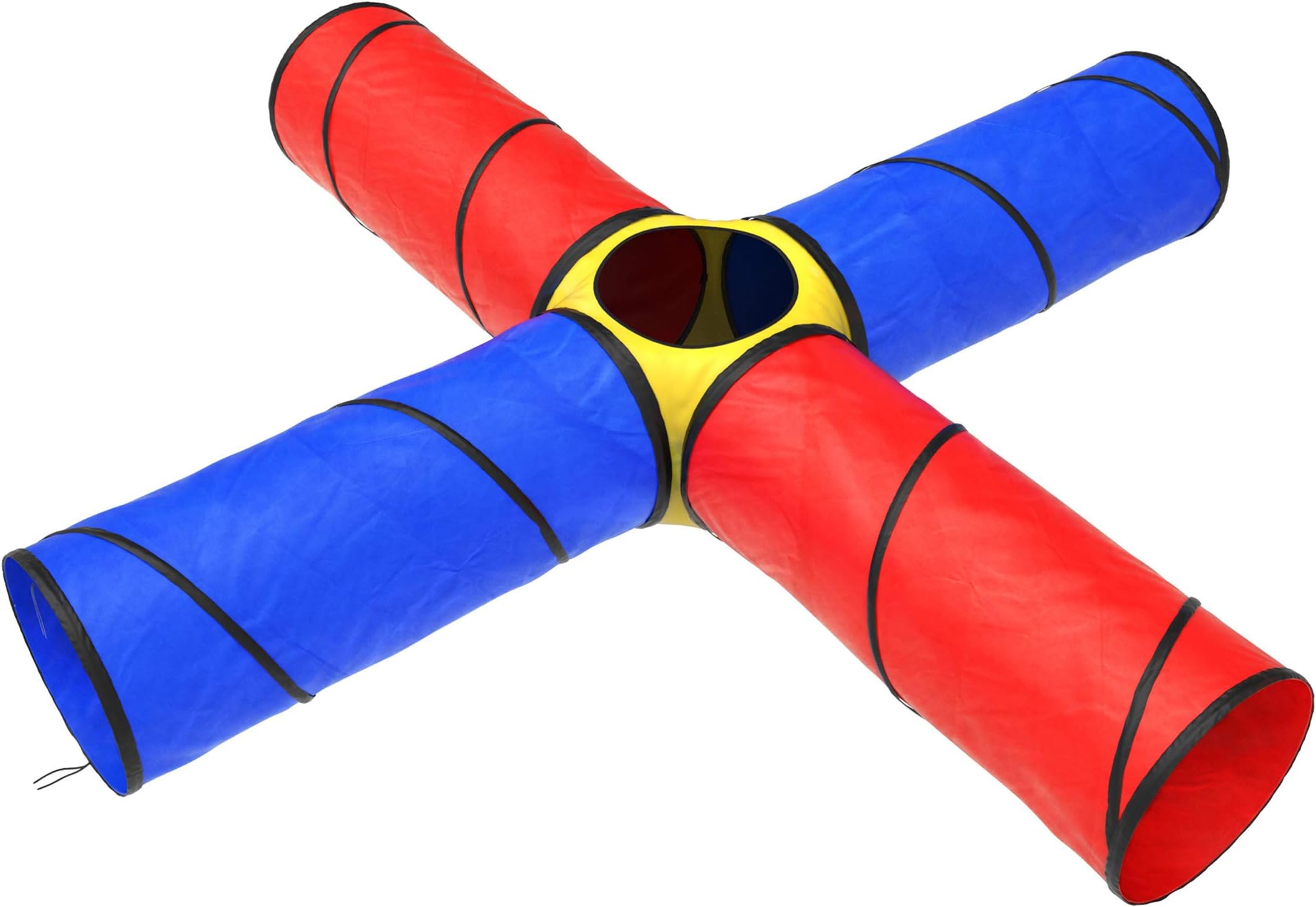 Kids Tunnel - Portable 4-Way Play Tunnels with Carry Bag - Indoor or Outdoor Play Equipment for Toddlers or Dogs - Crawling Toys by Hey Play