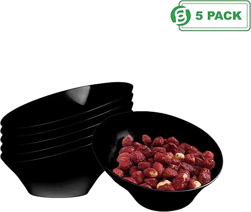 Miniatura 7 de PARTY BARGAINS Tazones de plástico en ángulo, 5 unidades, color negro, cuenco mediano de alta calidad resistente, excelente para bodas, baby