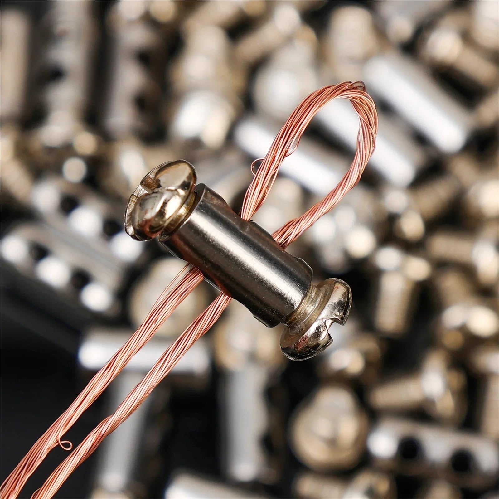 Morsetti Per Filo Stendibiancheria Clip for imbracatura for fune metallica regolabile Morsetti a doppio foro Viti Hardware fisso Cavo in acciaio di fissaggio in rame(100PCS)