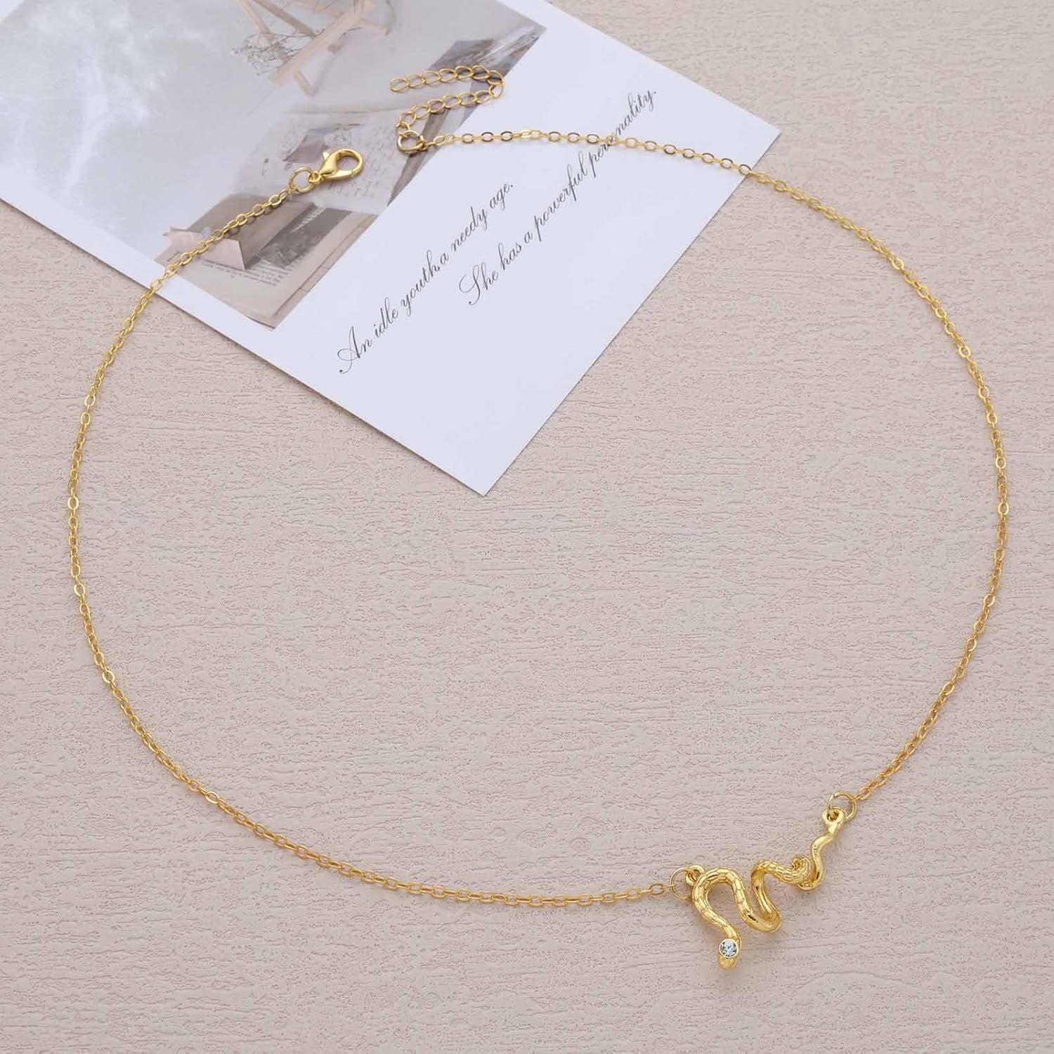 Vintage Crystal Snake Pendant Necklace Rhinestone Snake Choker Necklace Punk Serpent Choker Punk Wrap Jewelry for Women - Image 3